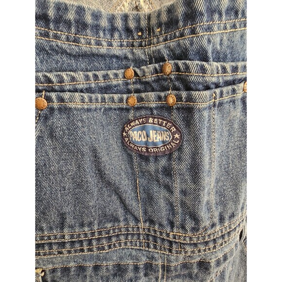 Paco Vintage Overalls Mens Large Blue Denim Carpenter Bib Overalls 90s - Picture 3 of 9
